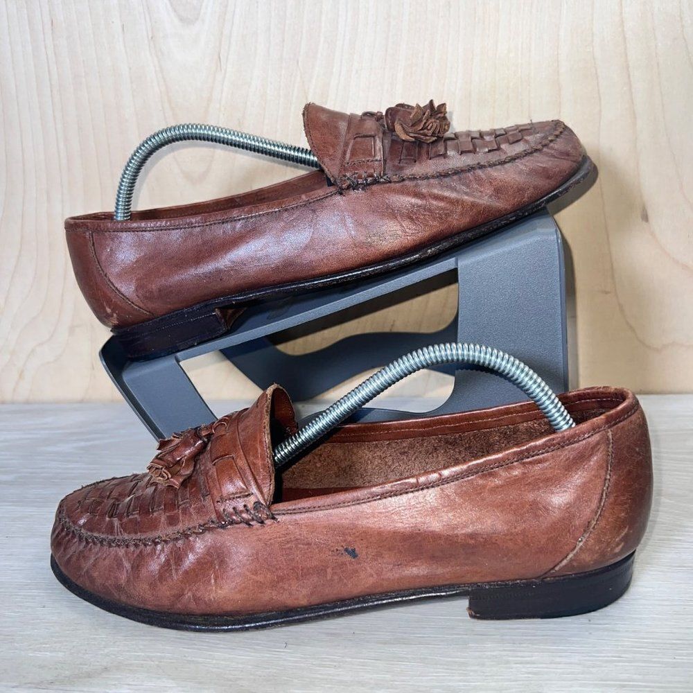 ‎Caliente Brown Leather Loafers Men's 8